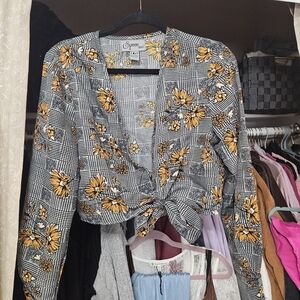 Floral Plaid Long Sleeve Top